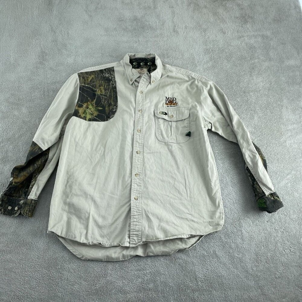 Mad Dog Gear By Stearns Mossy Oak Long Sleeve Shirt XL 100% Cotton 4721